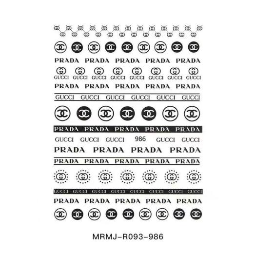 3D Black LOGOs Nail sticker 986