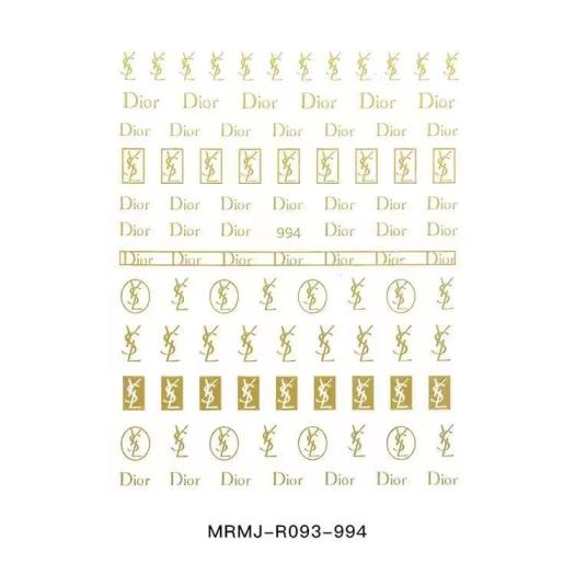 3D Golden YSL+Dior Nail sticker 994