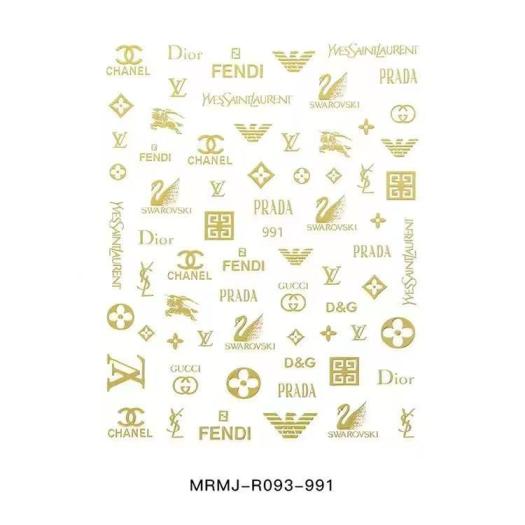 3D Golden LOGOS Nail sticker 991