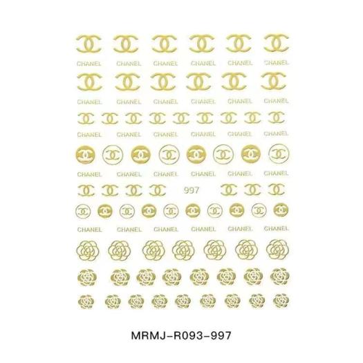 3D Golden Chanel Nail sticker 997