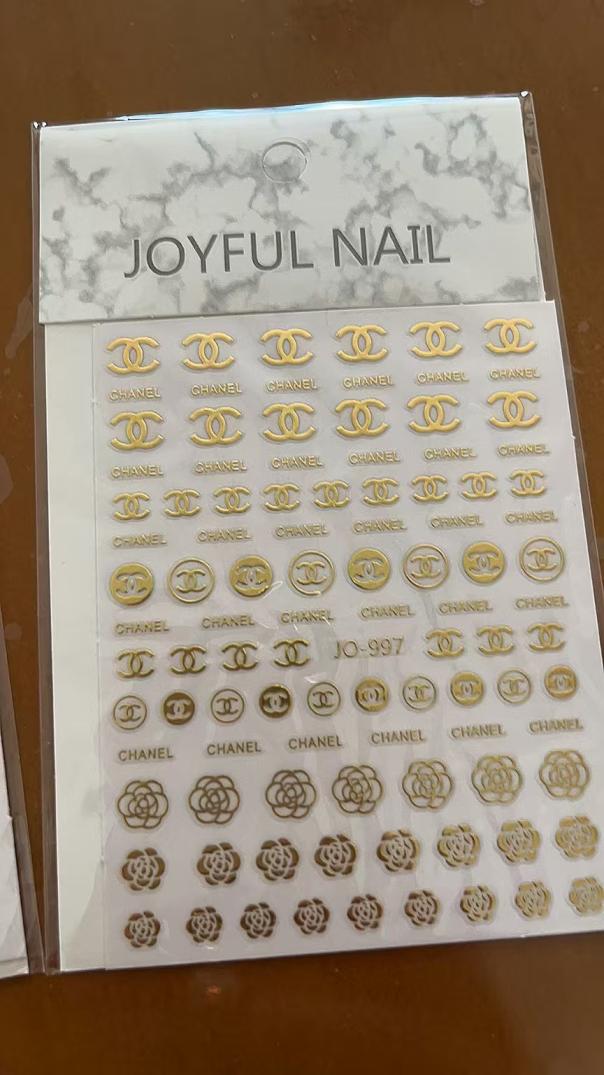 3D Golden Chanel Nail sticker 997