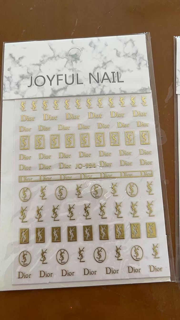 3D Golden YSL+Dior Nail sticker 994