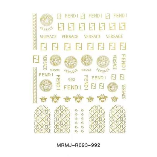 3D Golden FENDI/Versace Nail sticker 992