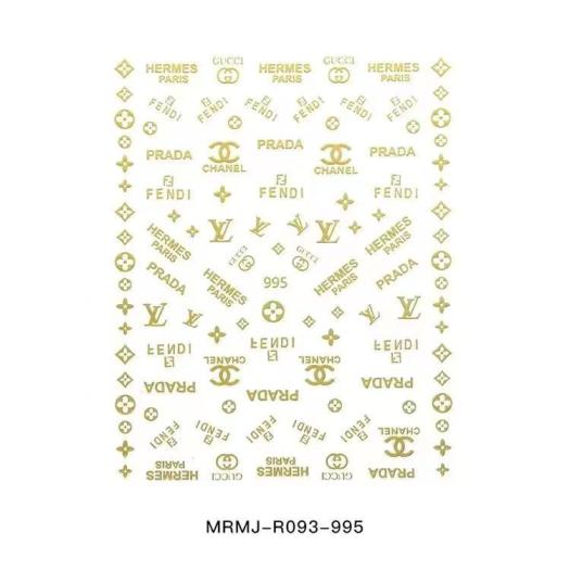 3D Golden logos Nail sticker 995