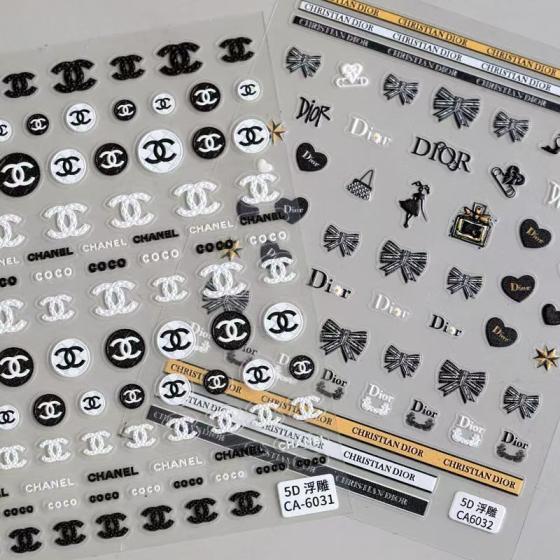 5D relief Chanel/Dior Nail sticker 1pcs