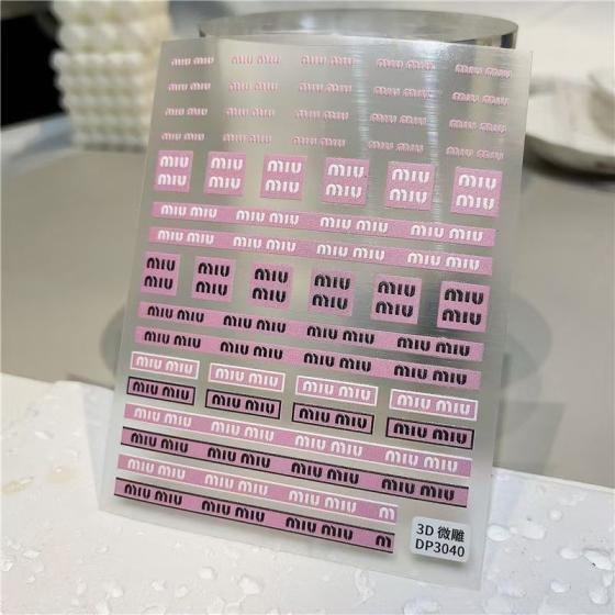 3D Pink mix logos Nail sticker 1pcs