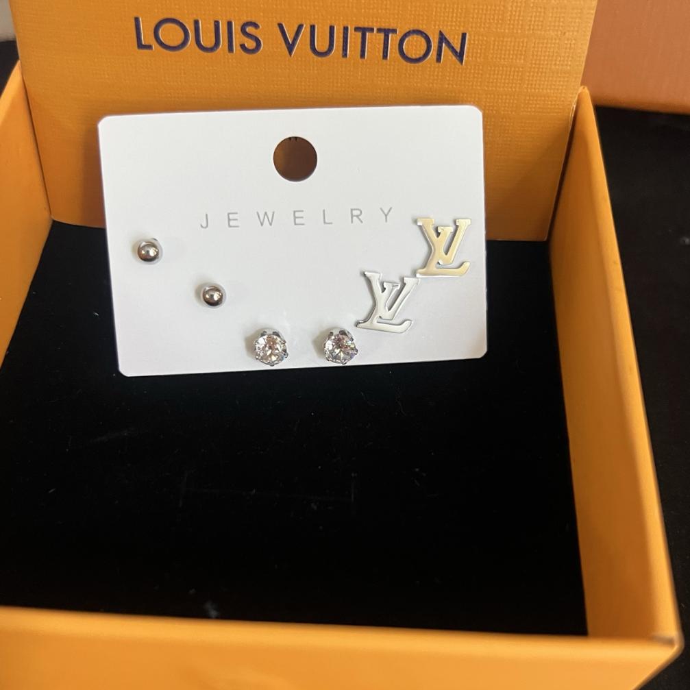 3Pairs/Set LV Titanium steel earrings