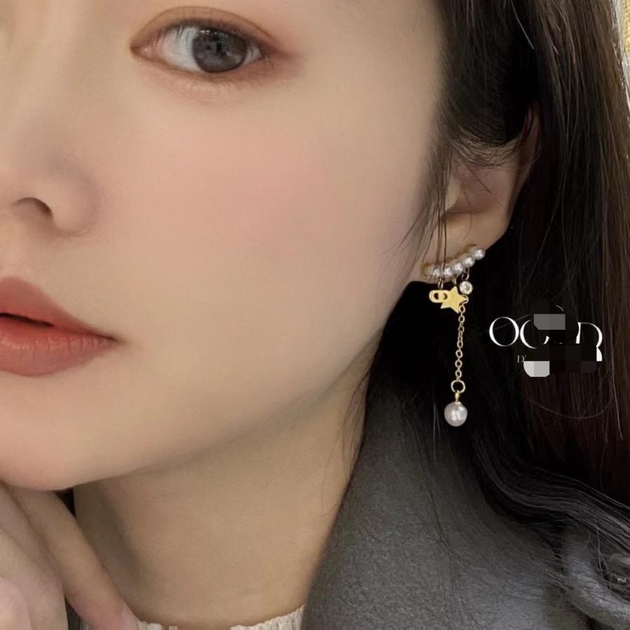 Dior pearls Titanium steel earrings 116437