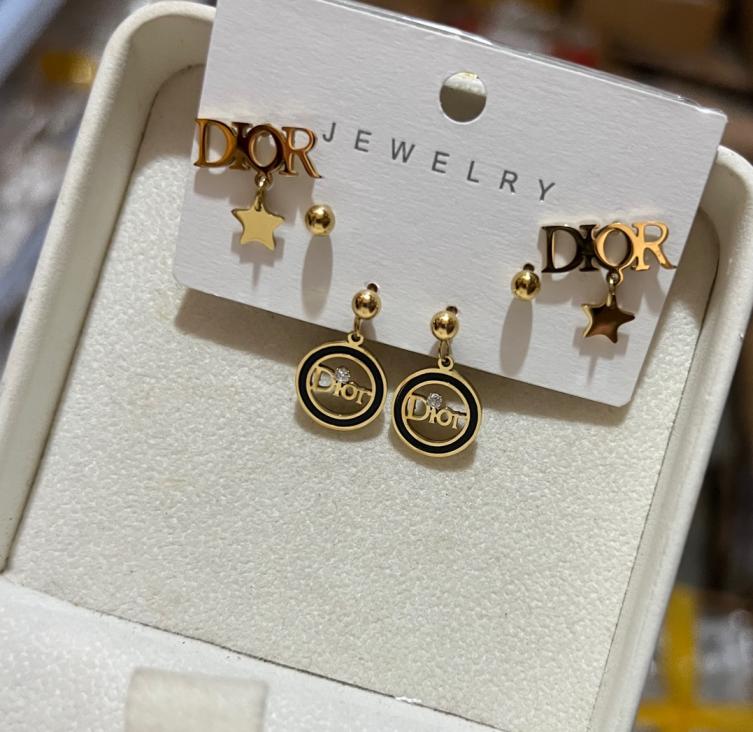 Dior 3pairs/set Steel earrings 116432