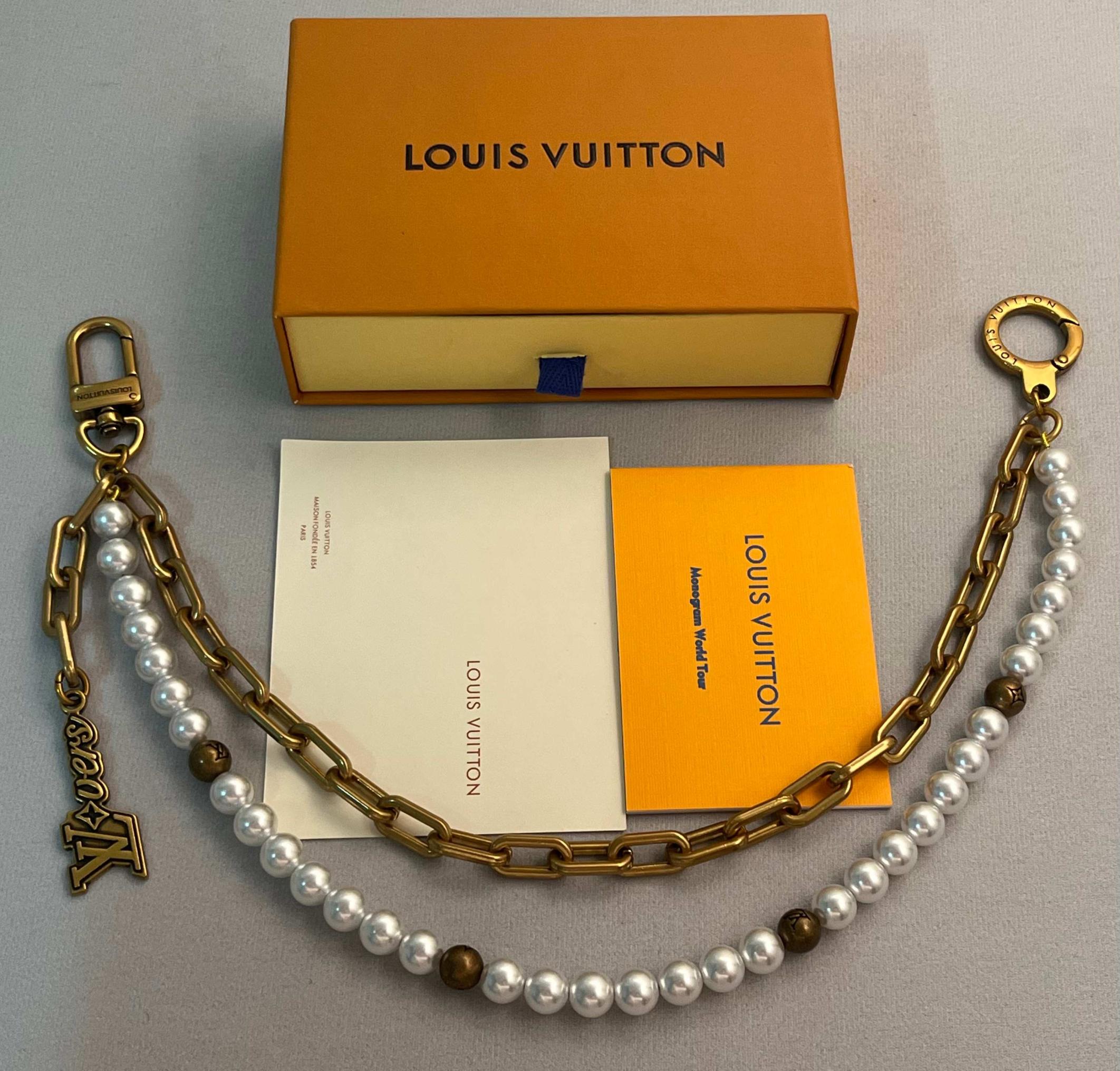 LV LOUIS VUITTON M01689 Copper vintage pearls waist/bag chain charms