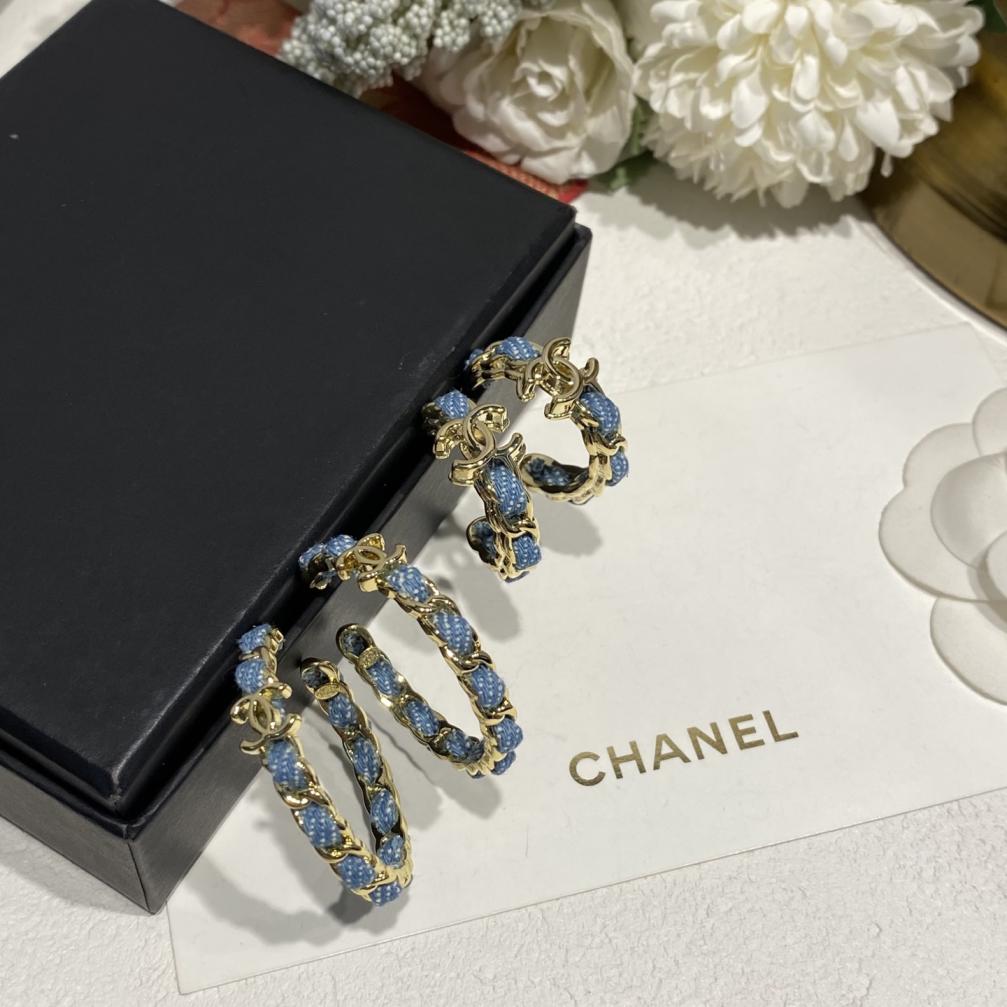A437 Chanel denim earrings