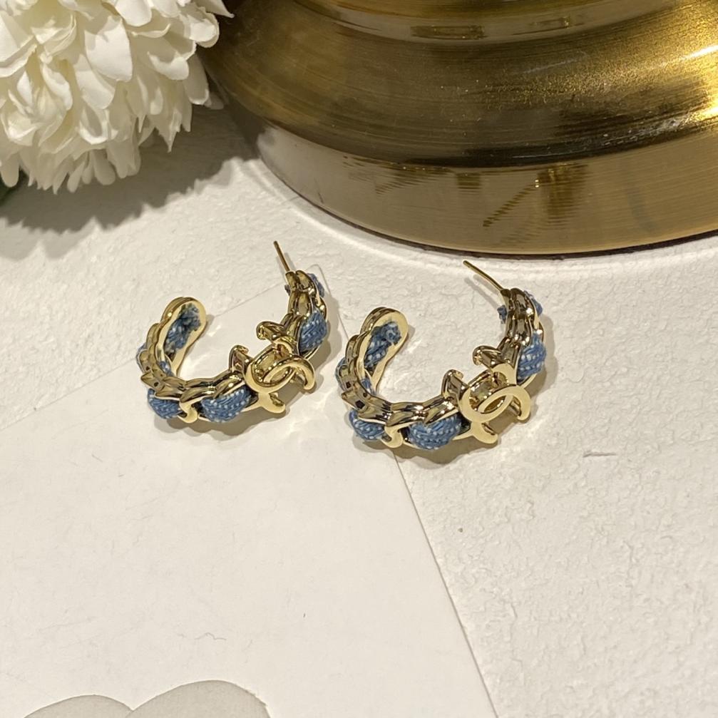A437 Chanel denim earrings