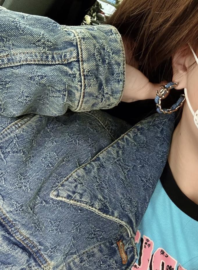 A437 Chanel denim earrings