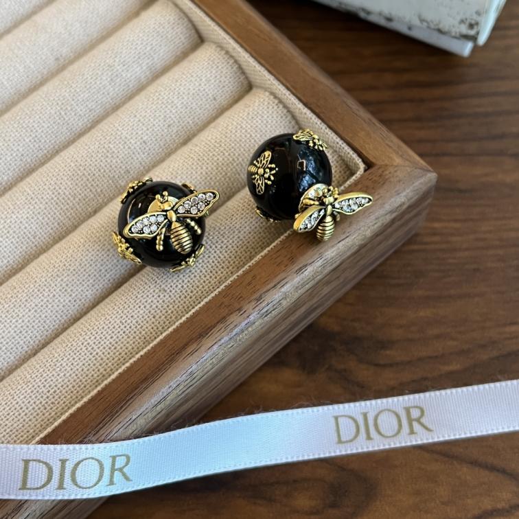 A1163 Dior black bee ball earrings