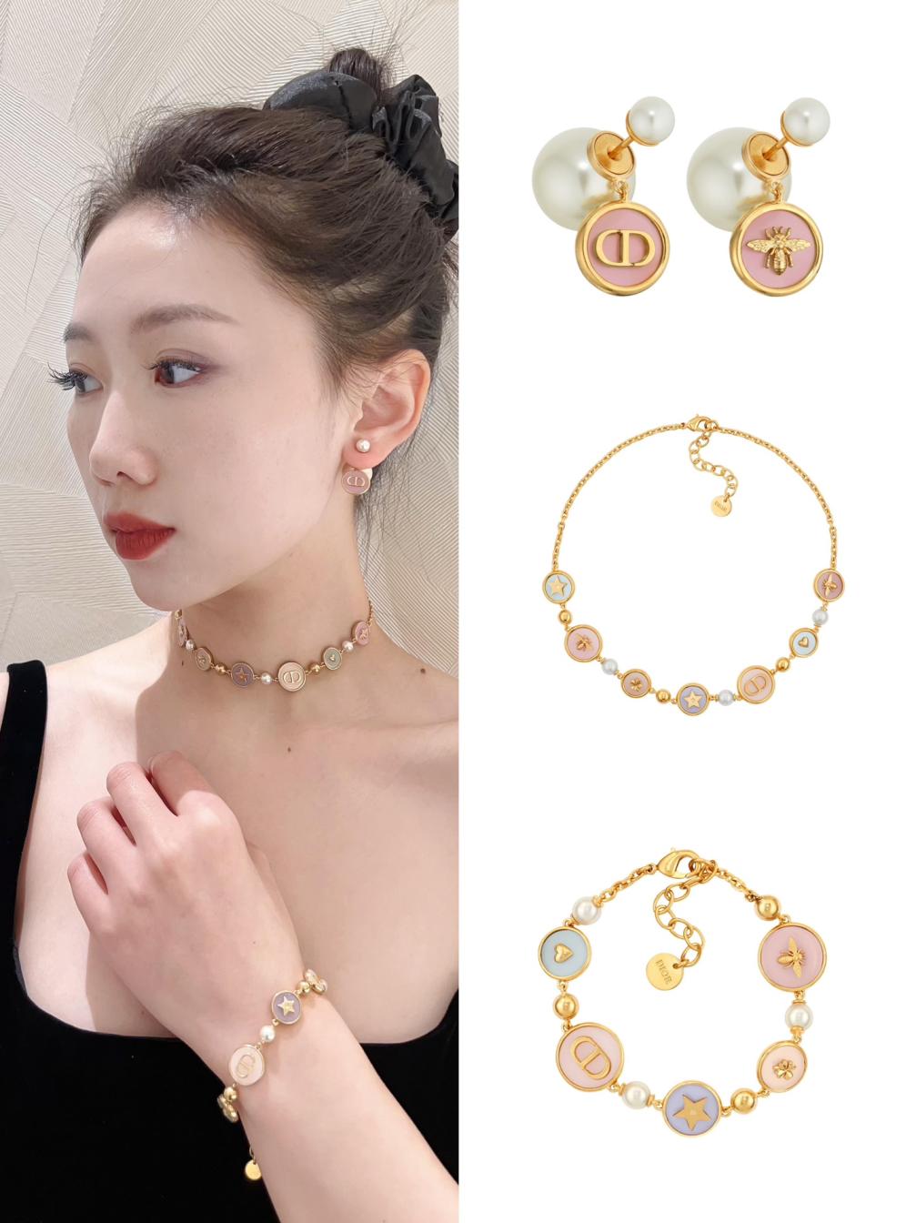 X695 Dior D-Luck titanium steel necklace