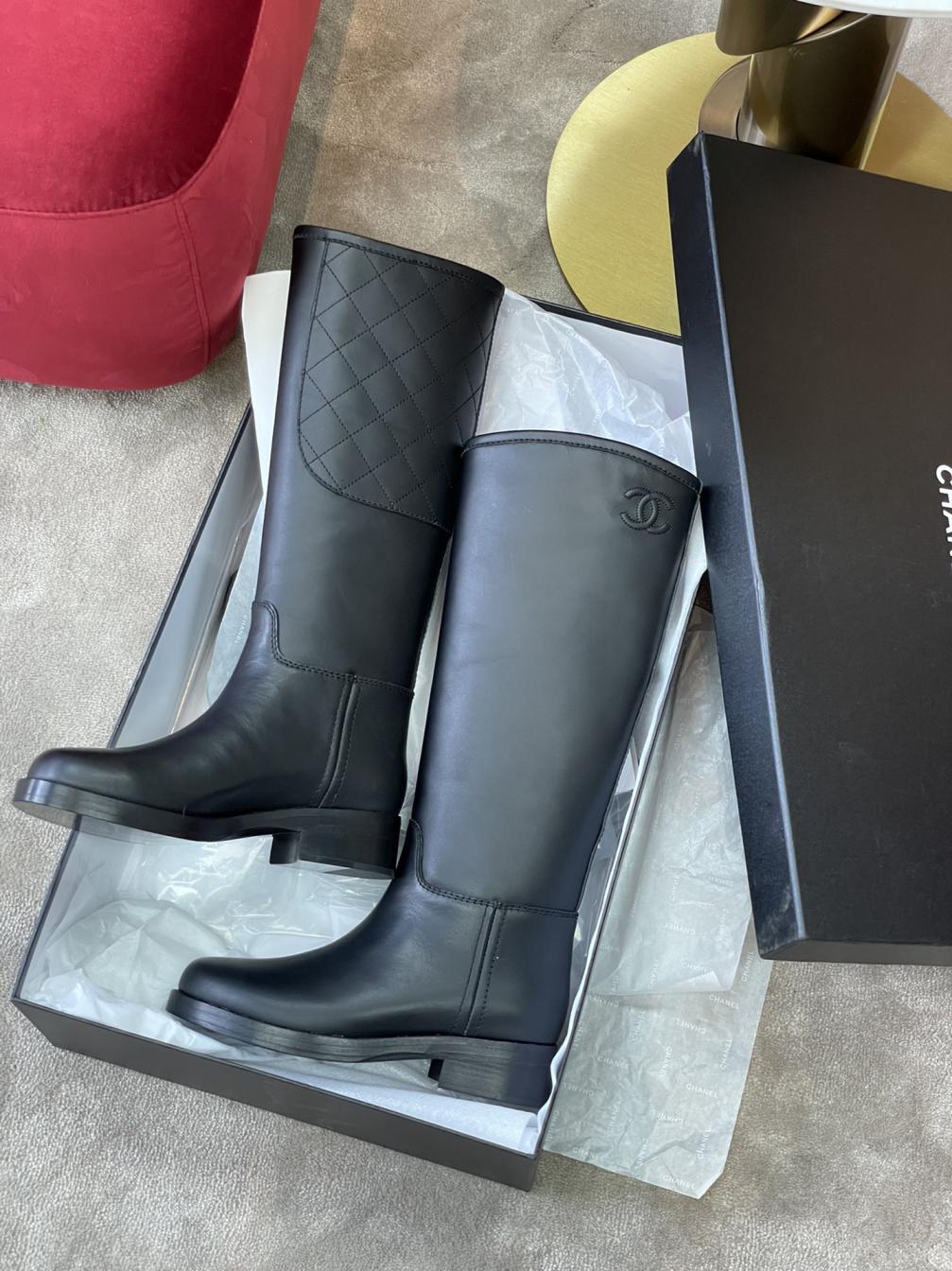 CHANEL women leather long boots