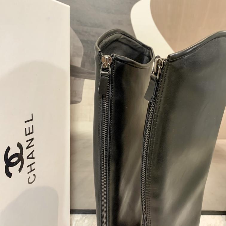 CHANEL leather long boots 133201