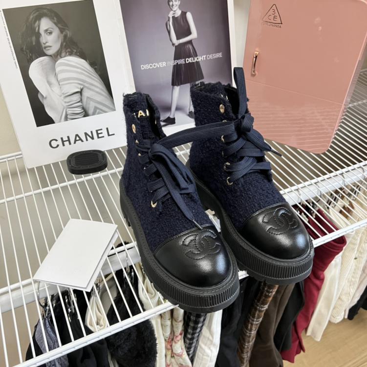 CHANEL cowskin leather winter boots 133430