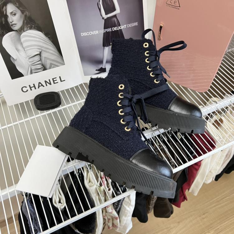 CHANEL cowskin leather winter boots 133430