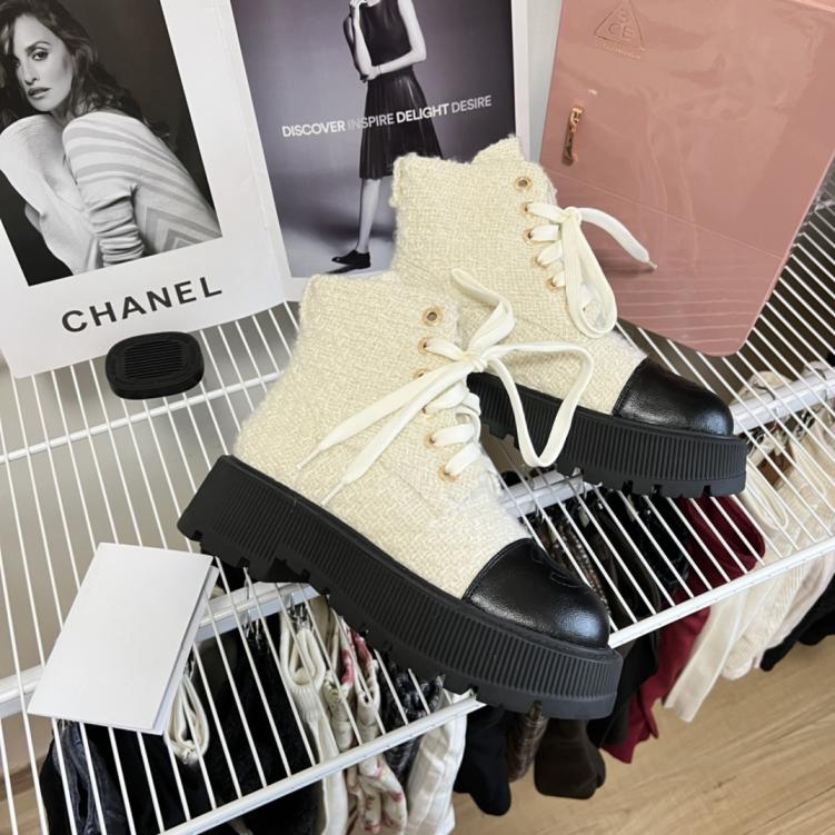 CHANEL cowskin leather winter boots 133429