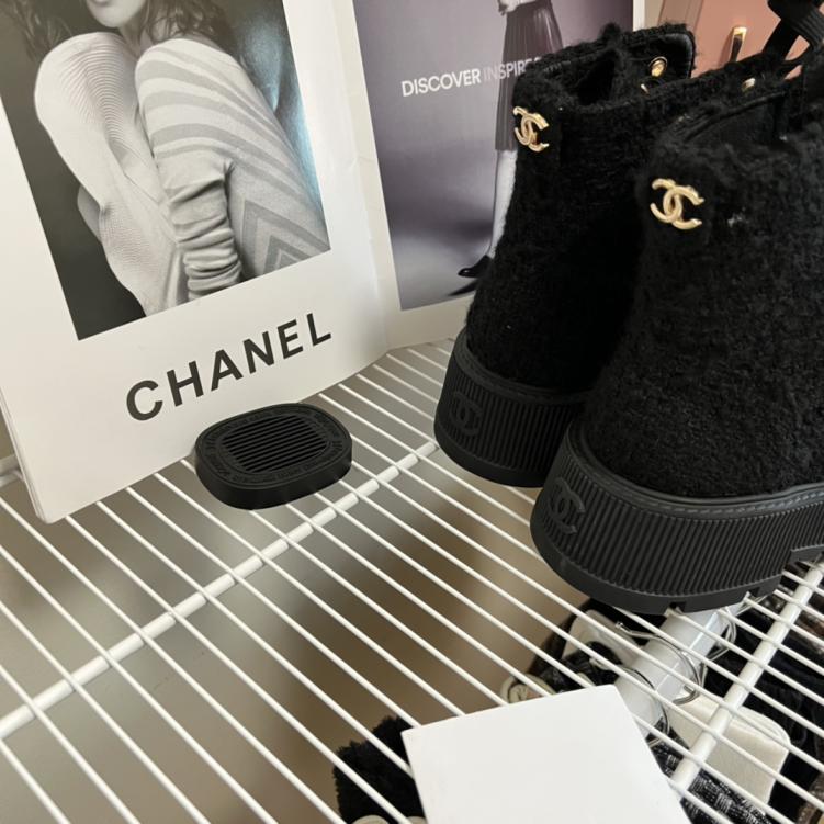 CHANEL cowskin leather winter boots 133428