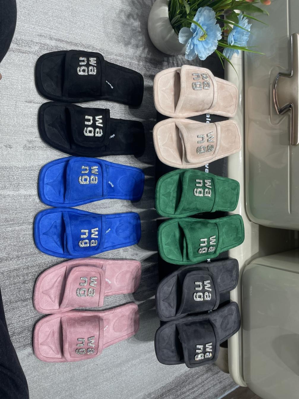 Alexander Wang Suede crystal slippers 133746