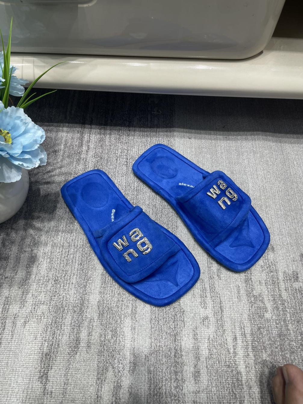 Alexander Wang Suede crystal slippers 133746