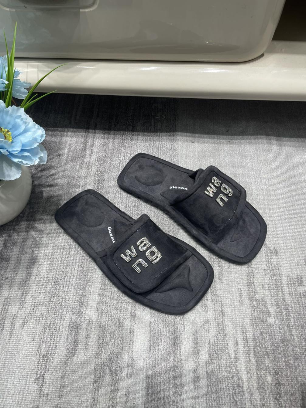 Alexander Wang Suede crystal slippers 133746