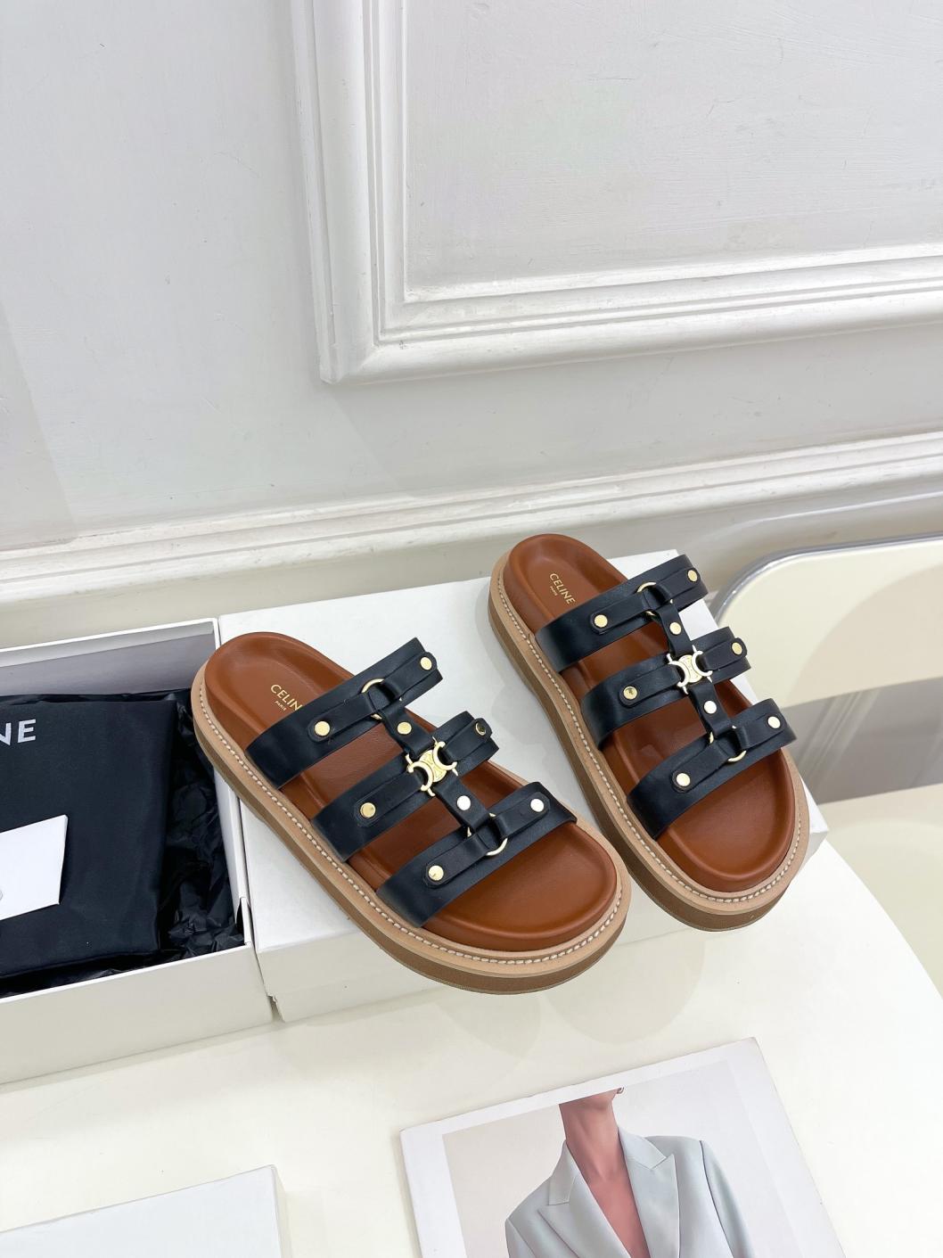 CELINE cowskin slippers 133886