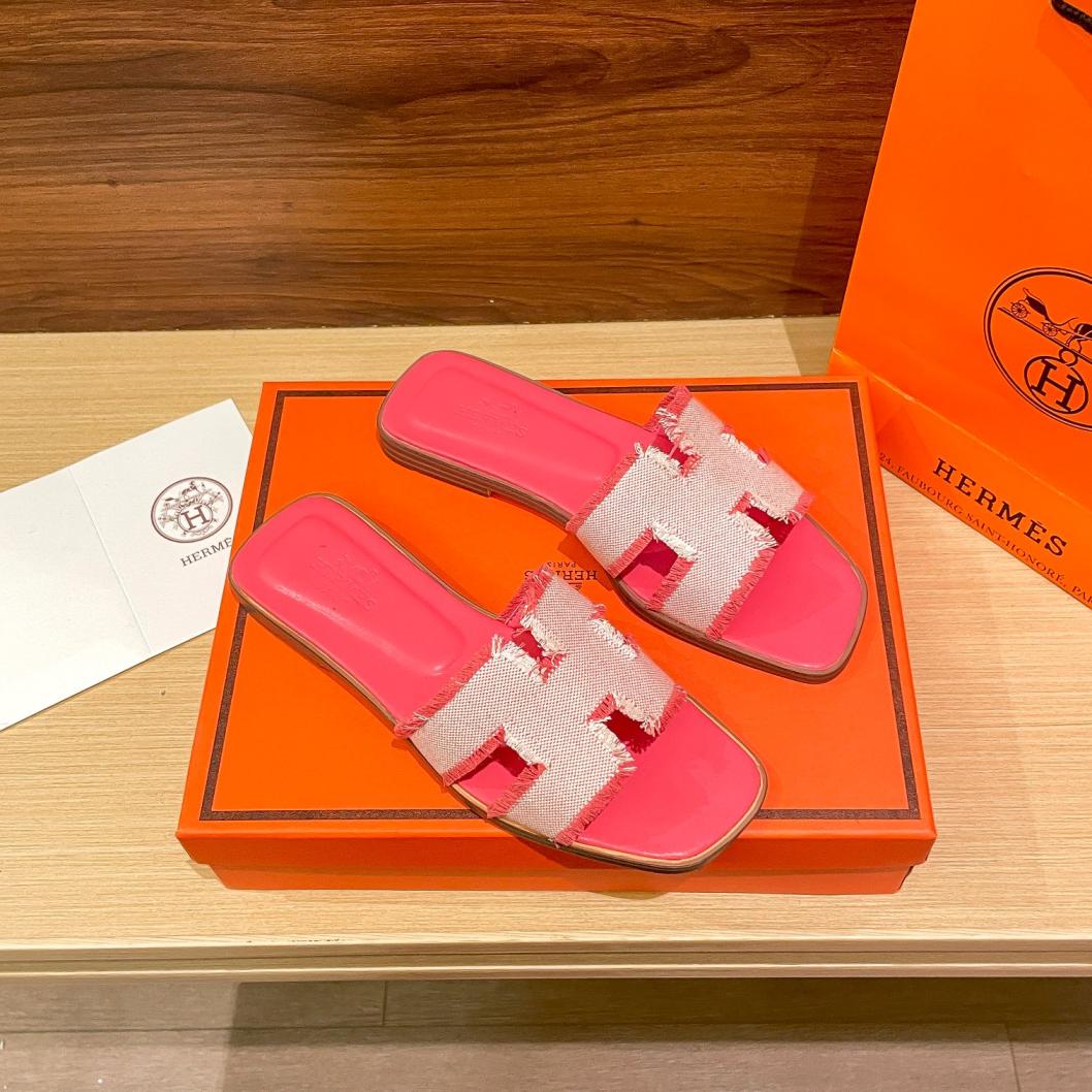Hermes oran tassels H slippers 133955