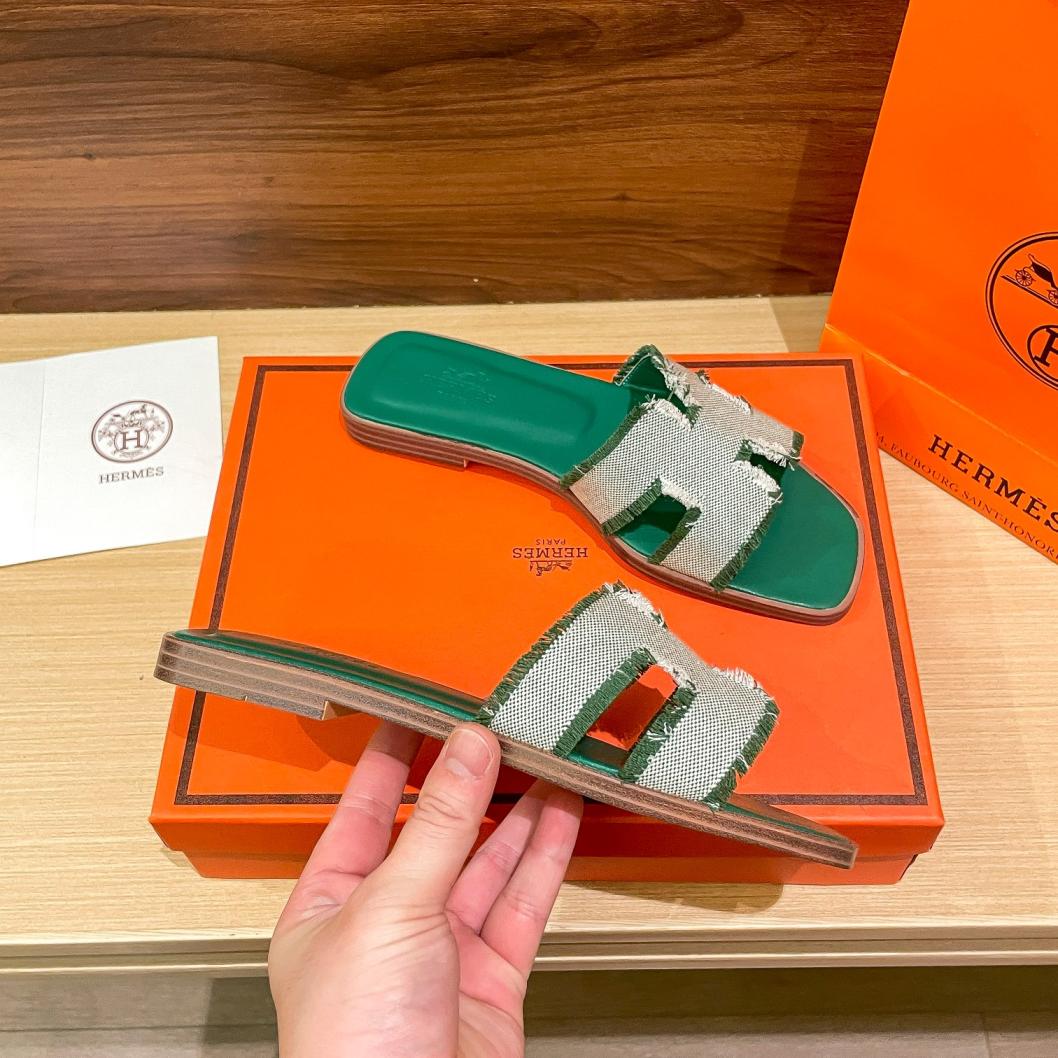 Hermes oran tassels H slippers 133954