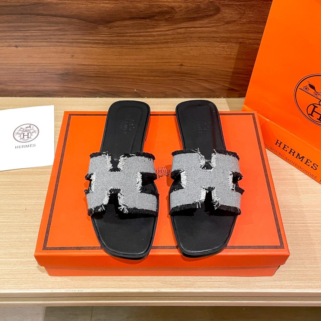 Hermes oran tassels H slippers 133953