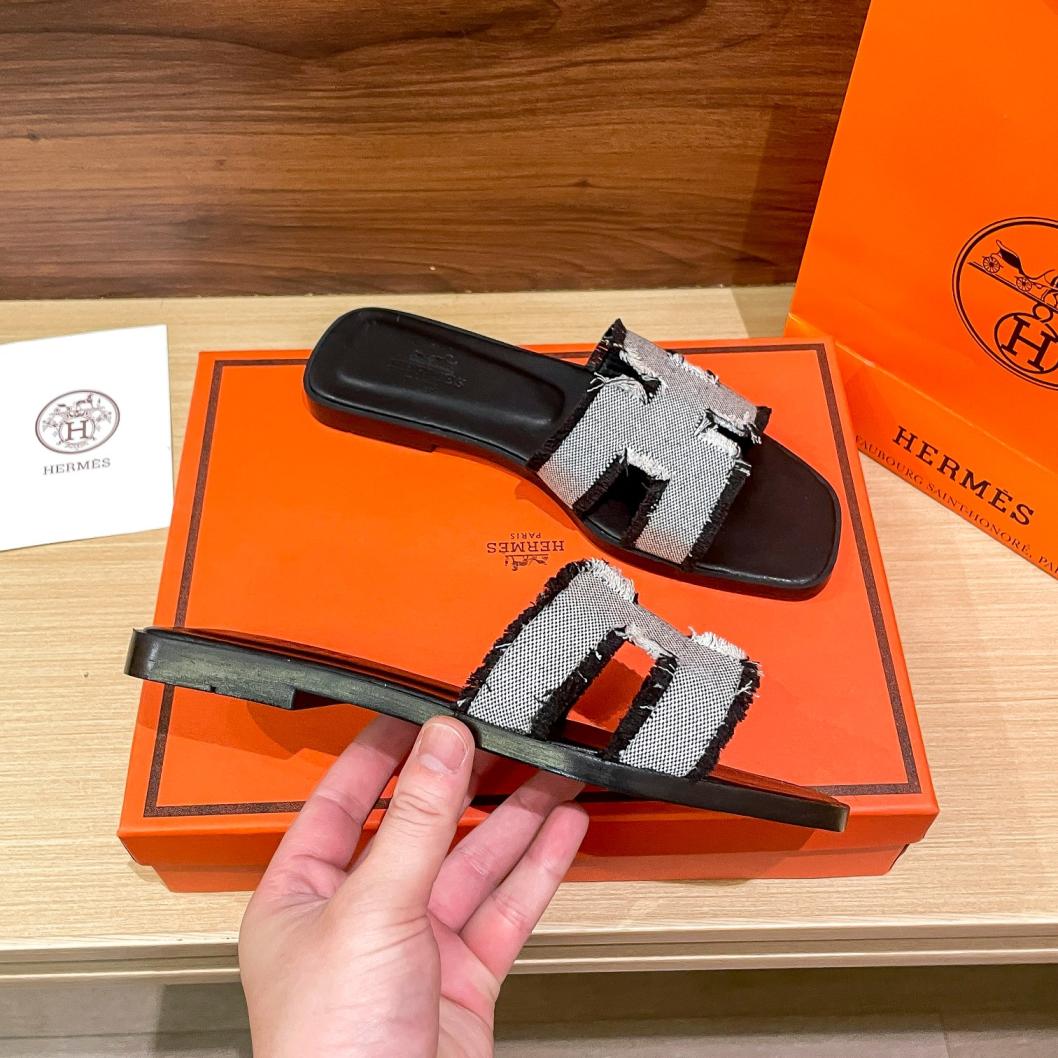 Hermes oran tassels H slippers 133953