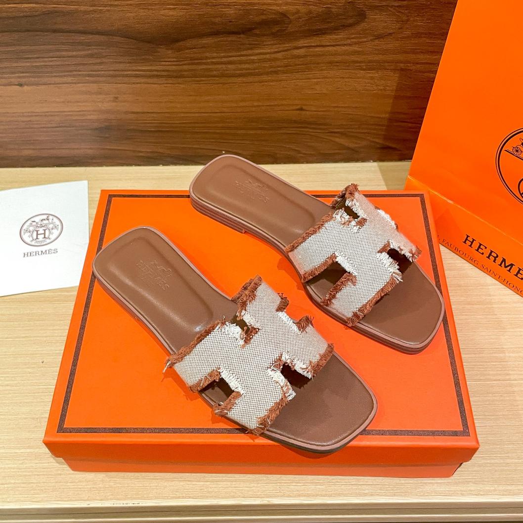 Hermes oran tassels H slippers 133952