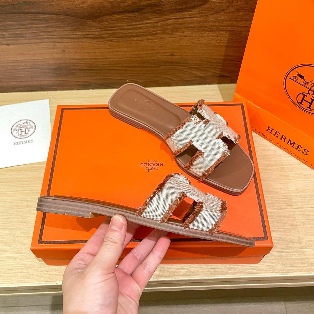 Hermes oran tassels H slippers 133952