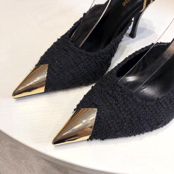 SAINT LAURENT YSL tassels woolen heel lady shoes