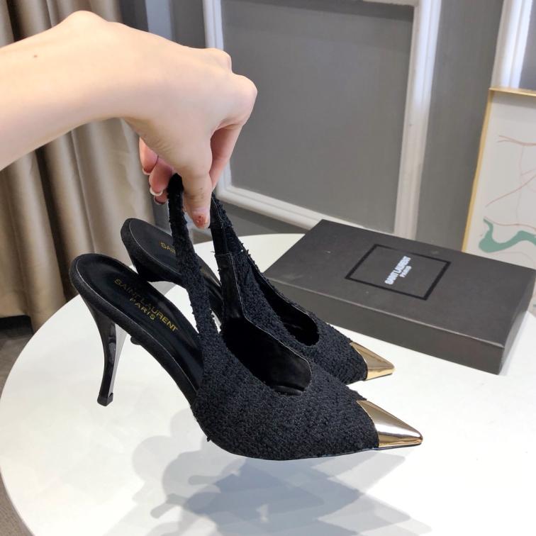 SAINT LAURENT YSL woolen heel lady shoes