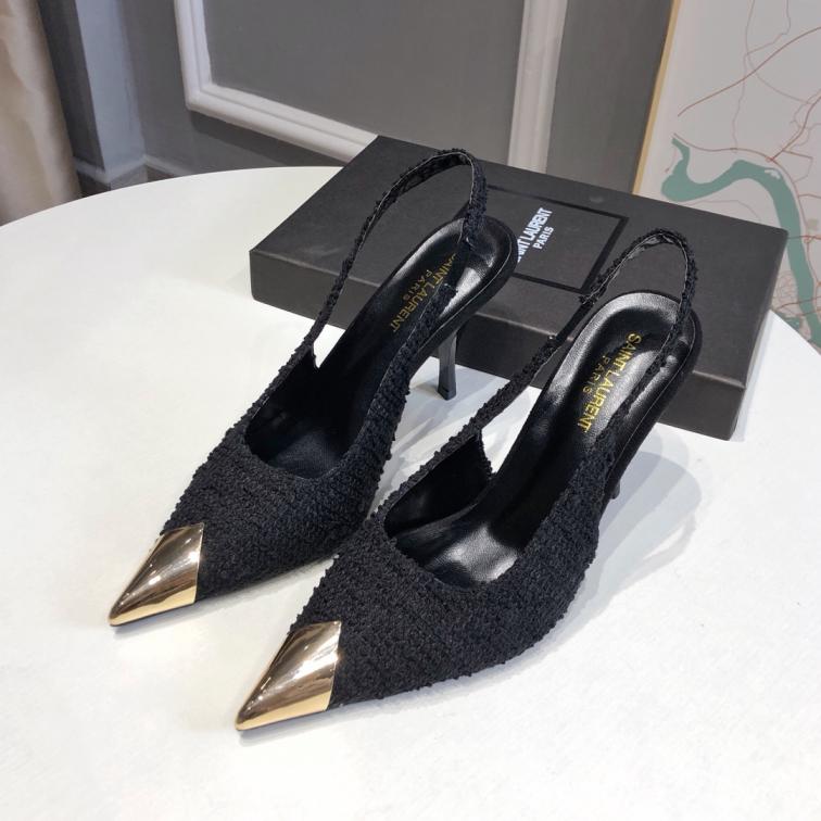 SAINT LAURENT YSL woolen heel lady shoes