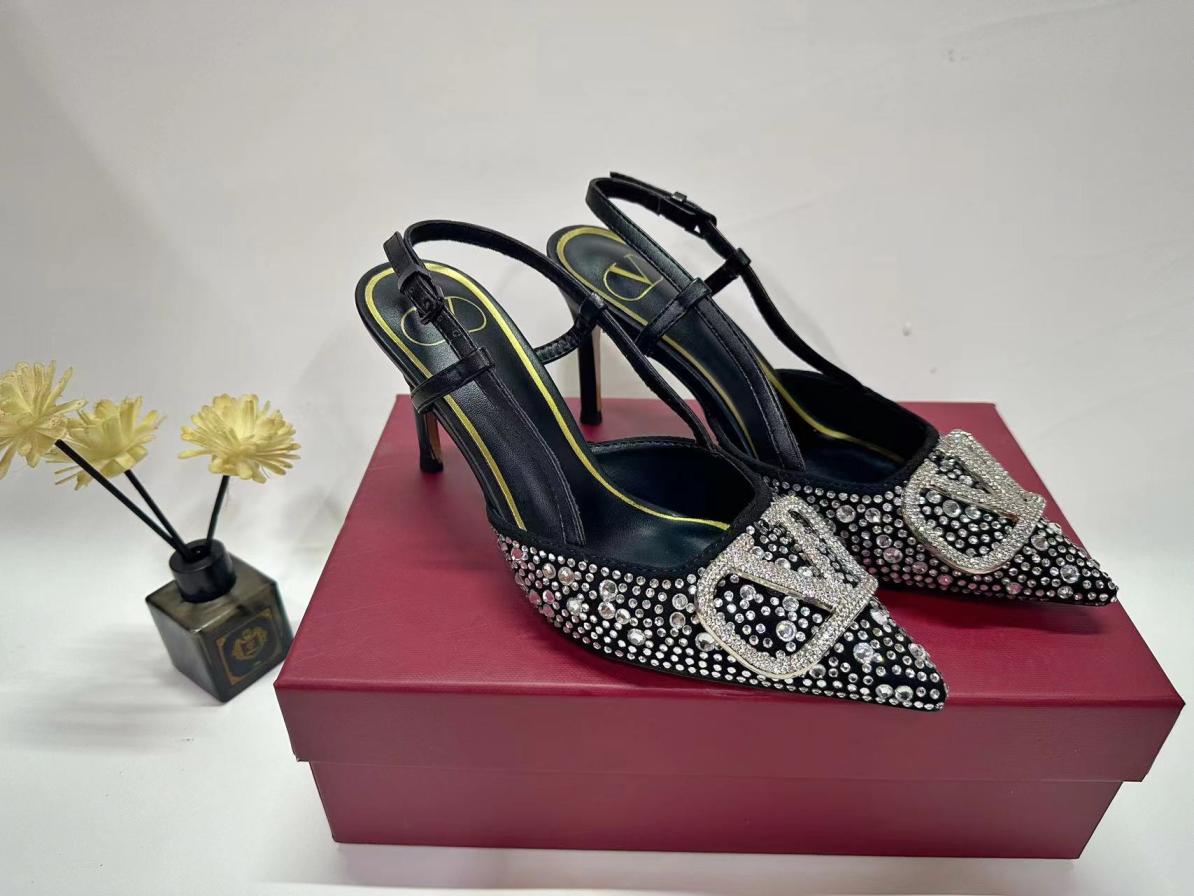Valentino crystal heel lady shoes