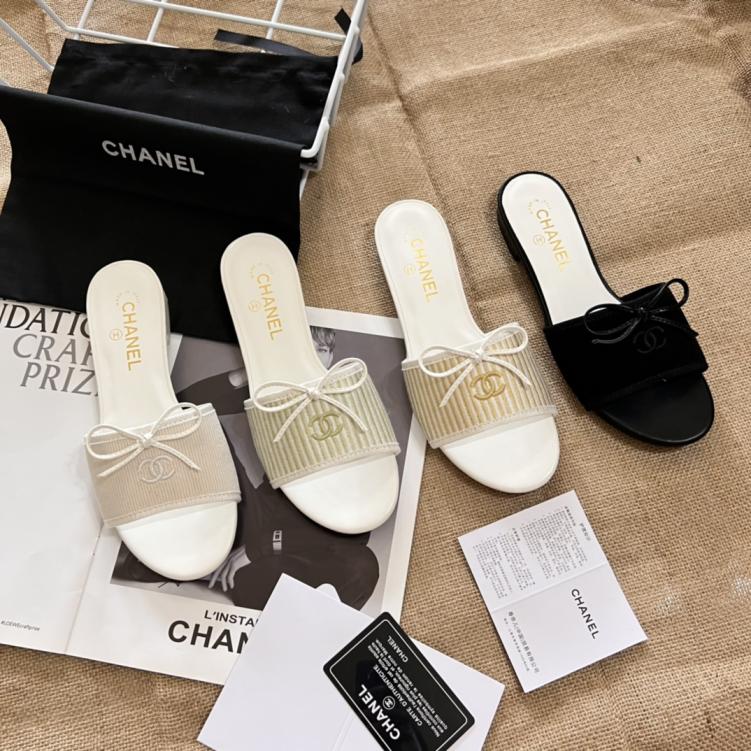 CHANEL  bow flat slippers 134376