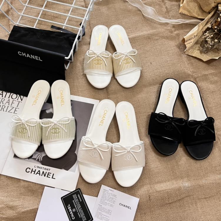 CHANEL  bow flat slippers 134376