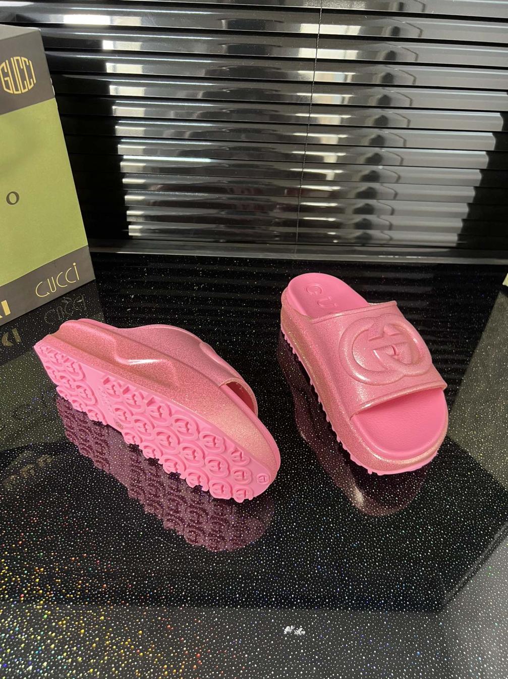 Gucci GG women peach slippers pantshoes