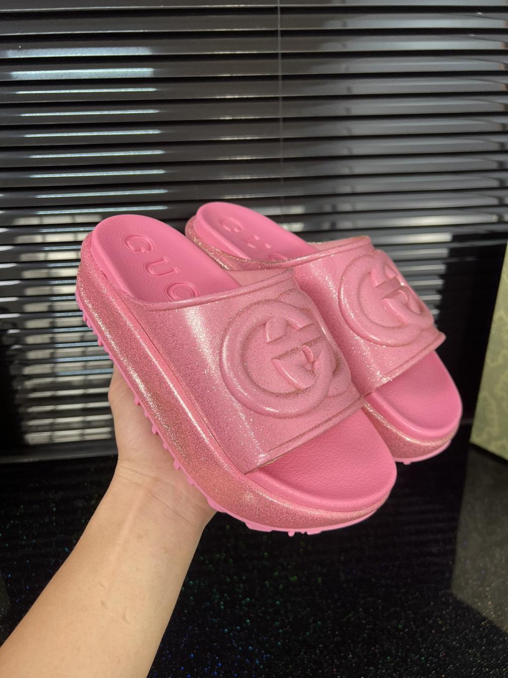 Gucci GG women peach slippers pantshoes