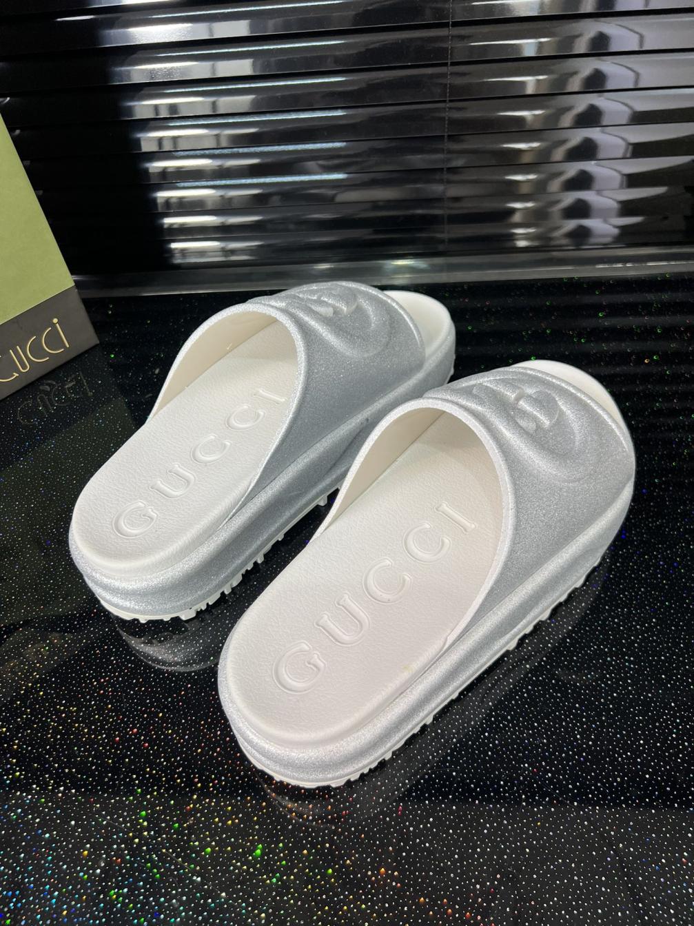 Gucci GG women Silver slippers pantshoes