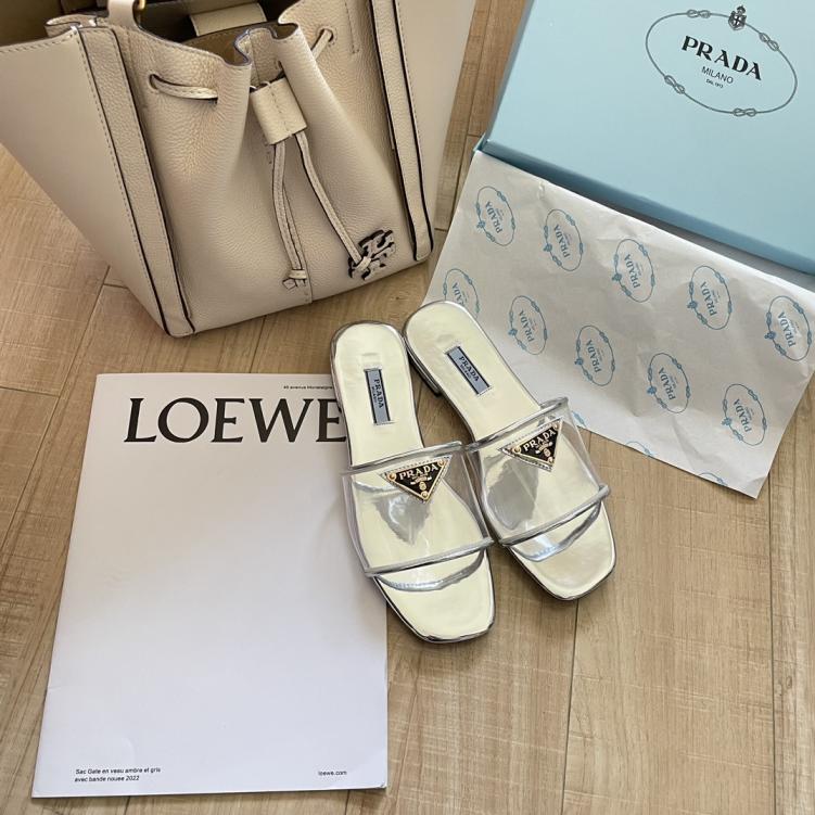 PRADA Transparent triangle slippers