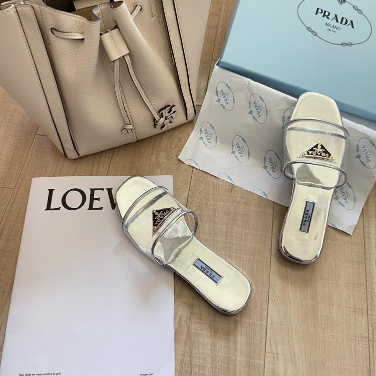 PRADA Transparent triangle slippers