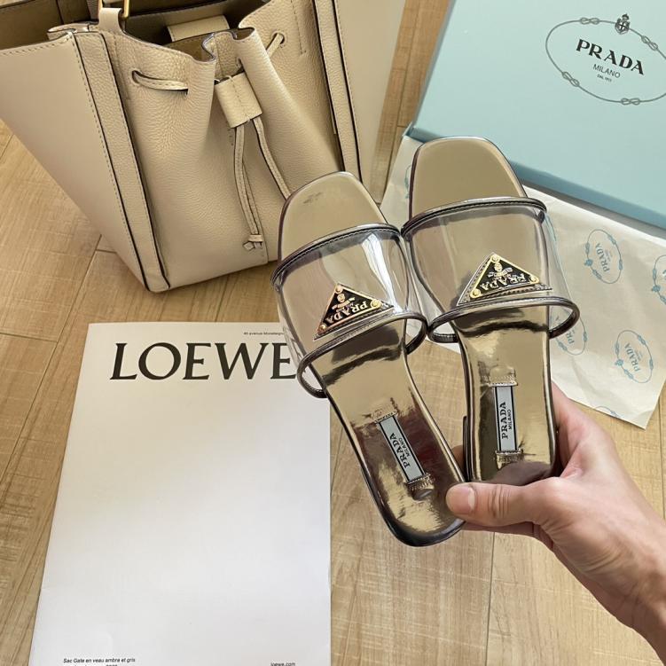PRADA Transparent triangle slippers