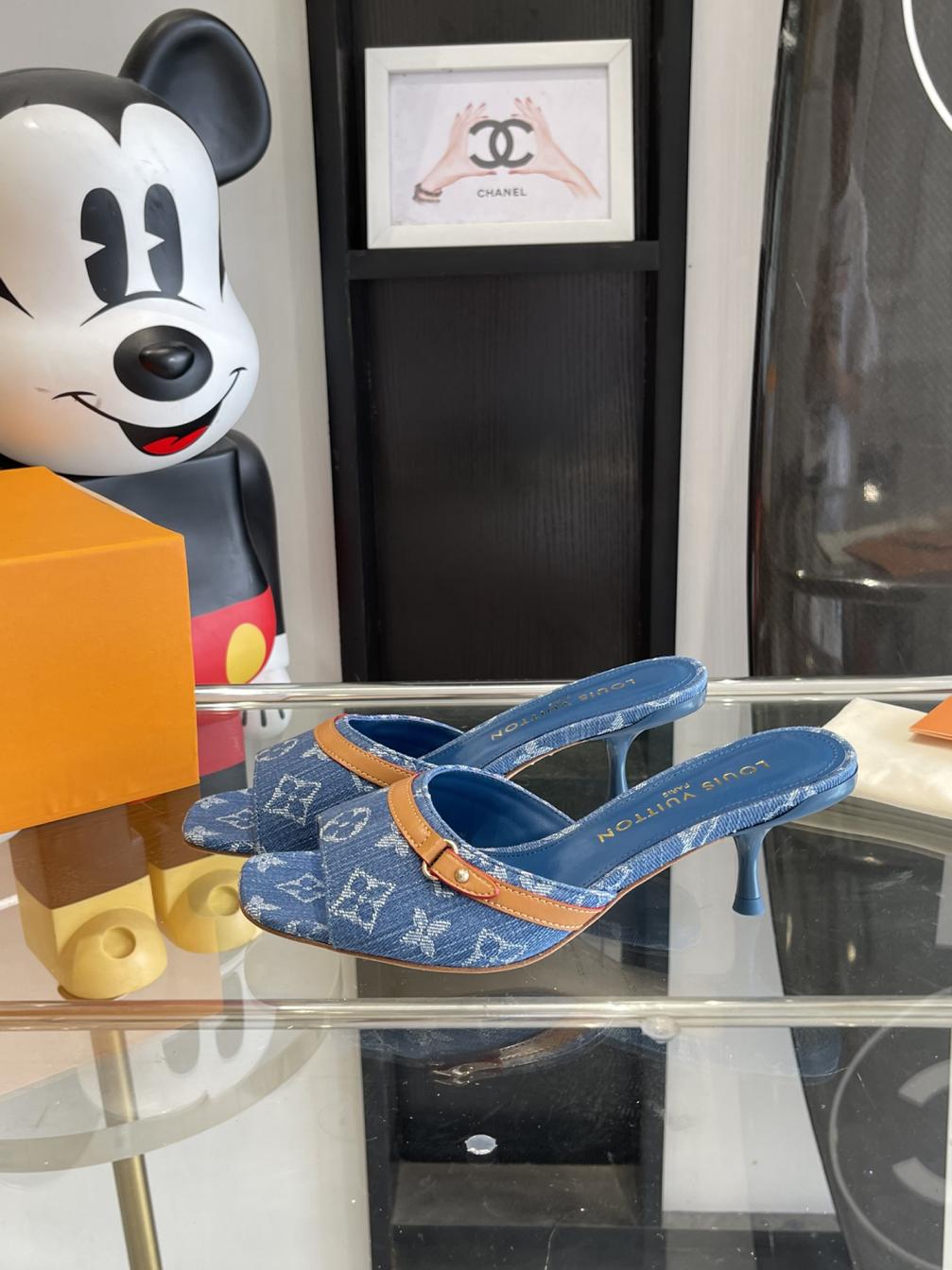 LV 2024 NEW Denim heel slippers