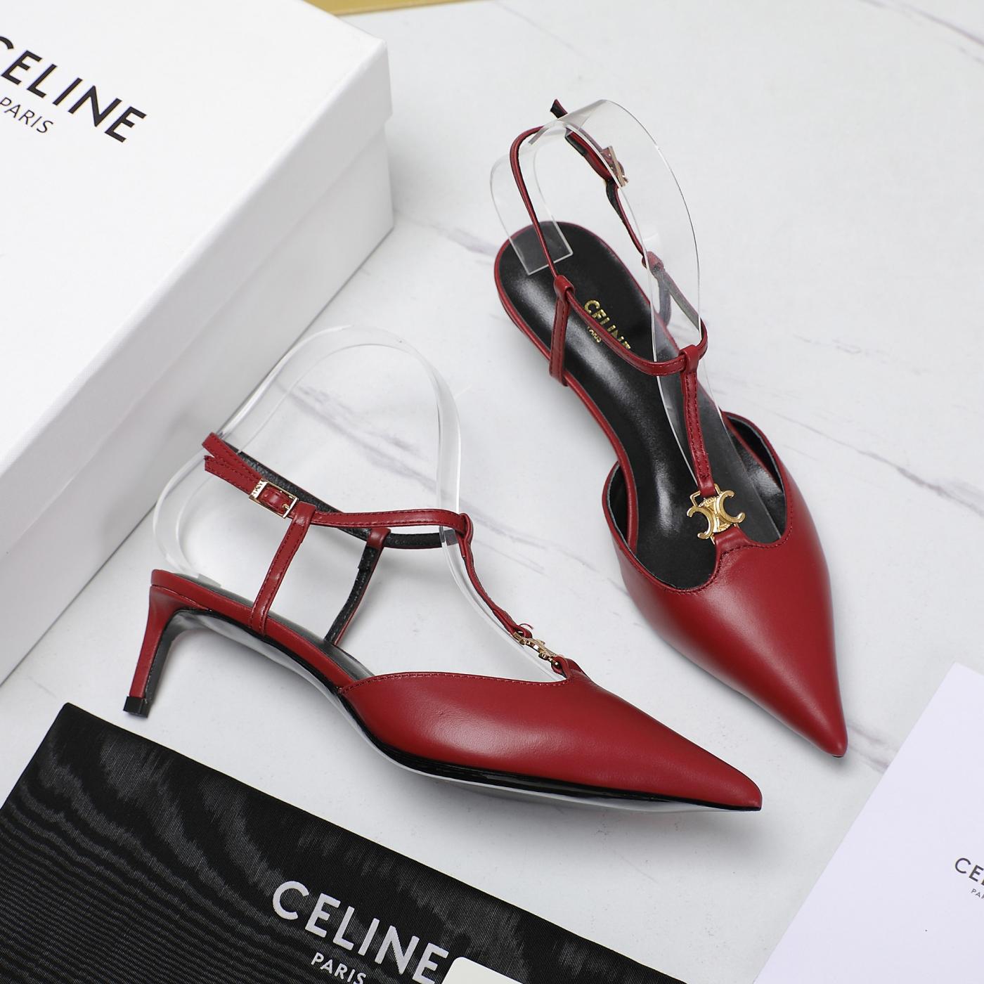 Celine red vintage sandals elegant lady shoes