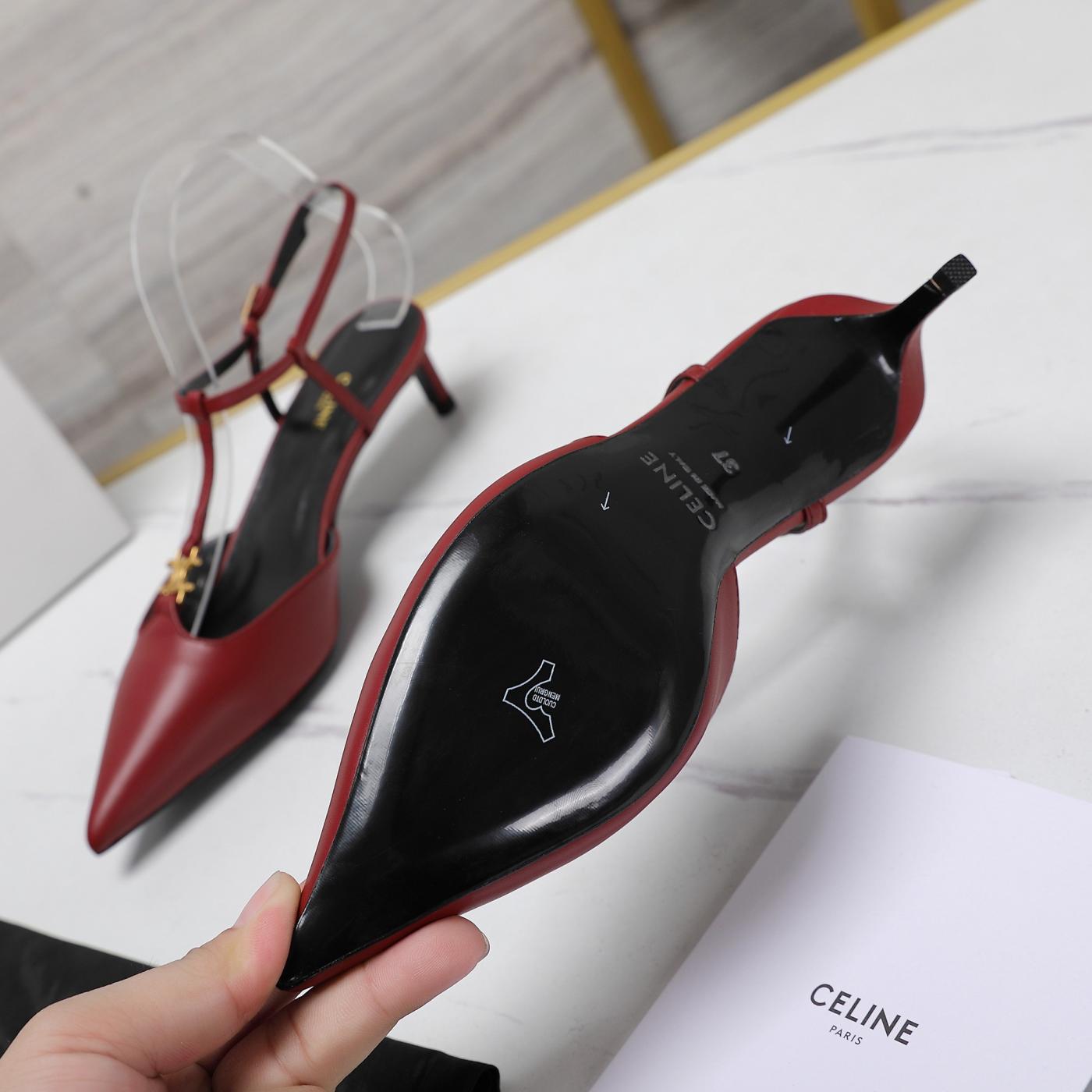 Celine red vintage sandals elegant lady shoes